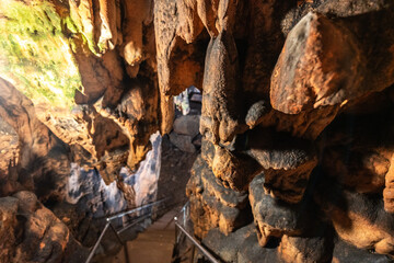 Cave formations with moss vegetation
