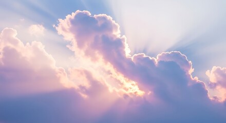 Heavenly Sunrise Cloudscape - Soft Pink and Blue Hues.