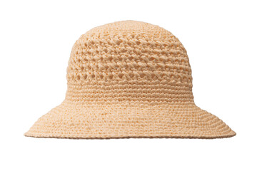 Straw summer hat with isolated on white background.