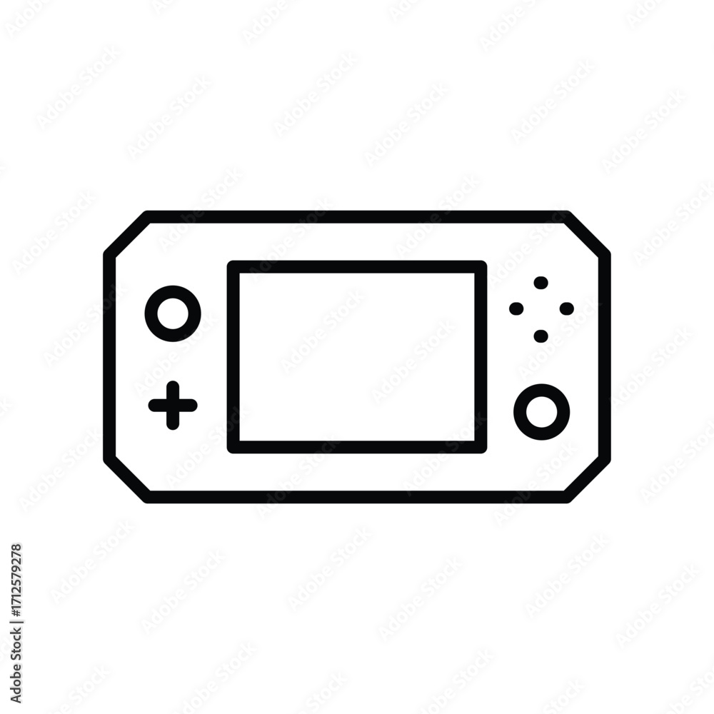 Leinwandbilder a black and white line drawing of a handheld game console featuring buttons a dpad and a central scr