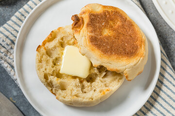 Toasted Homemade English Muffins with Butter