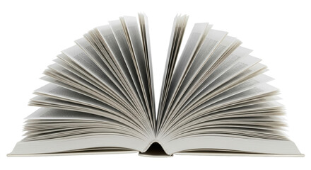 Isolated open book with blank pages, inviting reading and exploration of knowledge