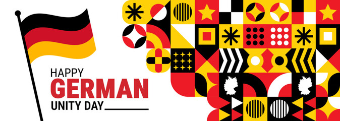 germany or german unity day geometric shape pattern background, banner, card or poster design template is observed every year during October, to raise awareness about the mission. Vector illustration.