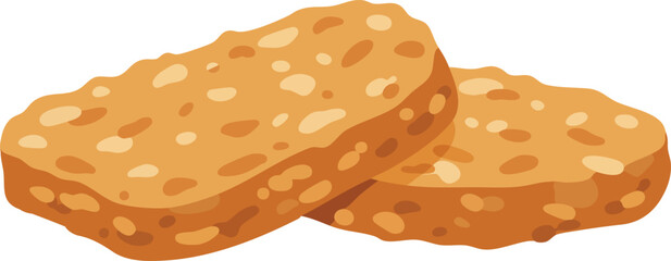 A simple vector illustration of two crispy golden-brown hash brown patties.