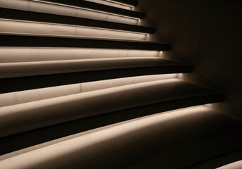 Obraz premium Concrete Staircase Lit by Concealed Lights Creates Warm Modern Architectural Detail