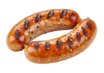Isolated grilled sausage links, perfect for a summer barbecue meal or a delicious dinner