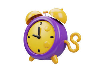 Cute alarm clock isolated on transparent background