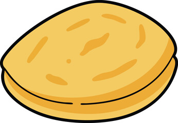 Illustration of a golden-brown, oval-shaped cookie with a slightly textured surface and a dark outline.