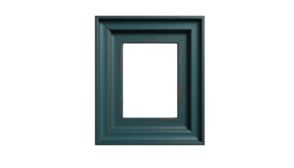 Distressed Teal Picture Frame with Nail Detail photo frame isolated on a transparent background