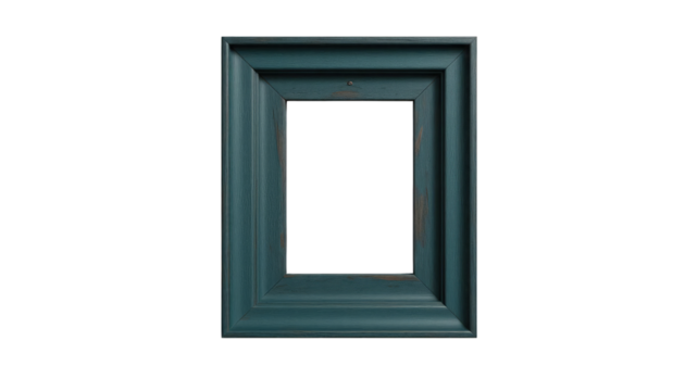 Distressed Teal Picture Frame with Nail Detail photo frame isolated on a transparent background