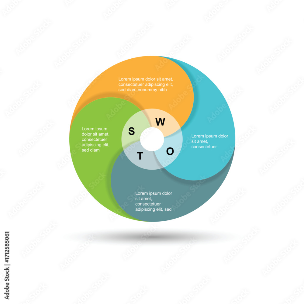 Poster circle infographic template vector element. 4 step road with icons suitable for business information