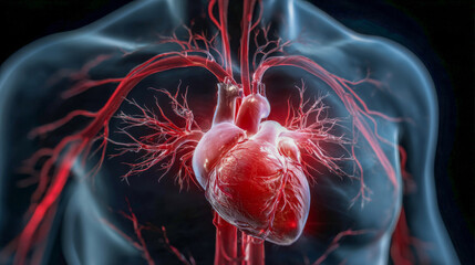 Exploring the intricate beauty of the human heart within a glowing anatomical model