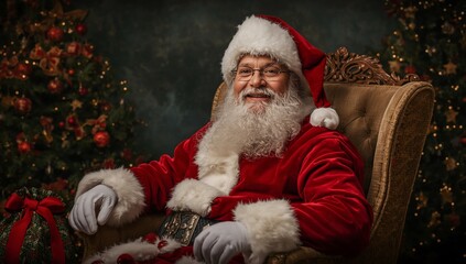 Santa claus christmas portrait holiday season festive cheer jolly saint nicholas winter tradition