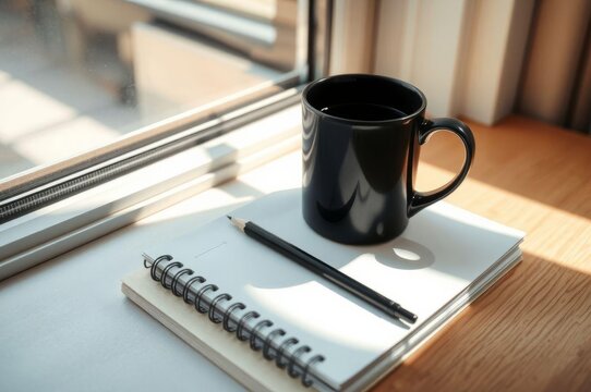 Black Coffee Mug on Morning Notepad - Powered by Adobe