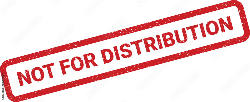 Poster rectangular grunge stamp with text 'not for distribution', simple flat style