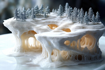 Forest model with snow-covered trees.