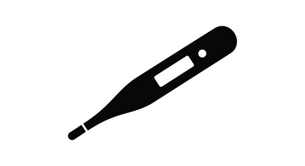 A simple black medical thermometer illustration in distinct silhouette