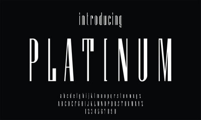 Modern Condensed Thin Font. Alphabet Upper case and Number Typography urban style condensed fonts for fashion, sport, technology, digital, music, movie, logo design, vector illustration.