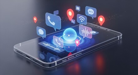 Mobile phone smartphone app interface communication social media network technology digital icons connection