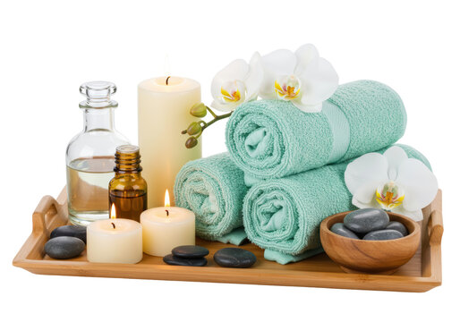 Isolated spa treatment set, wellness and relaxation for wellbeing in a luxury pampering salon