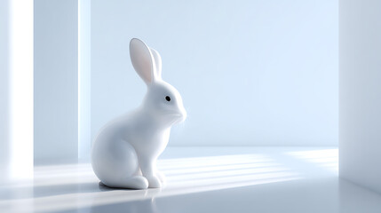 white rabbit on a white background