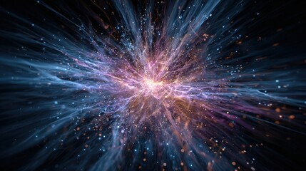 Fototapeta premium Cosmic explosion of vibrant colors and energy, depicting moment of cosmic awakening