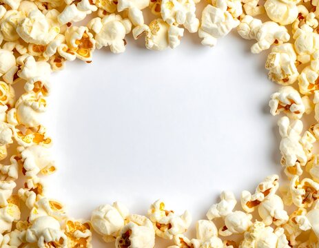 Popcorn border on white background