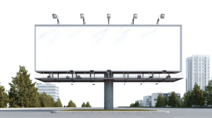 Empty billboard ready for advertising, modern design with clear blue sky background, suitable for urban settings.