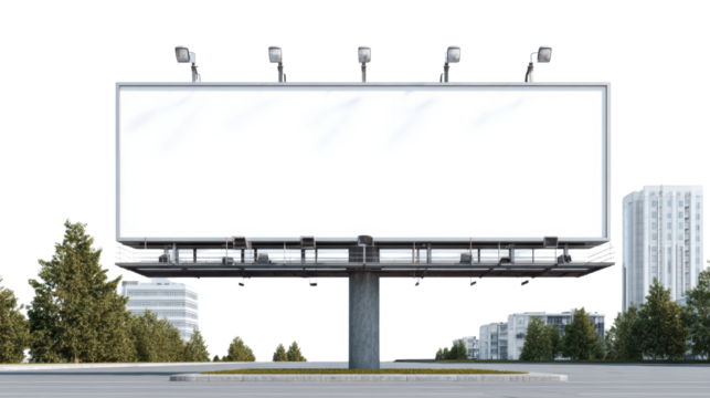 Empty billboard ready for advertising, modern design with clear blue sky background, suitable for urban settings.
