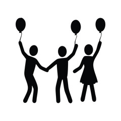 Silhouette of Friends Celebrating with Balloons