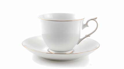 Tea Cup with Saucer Isolated on White Background
