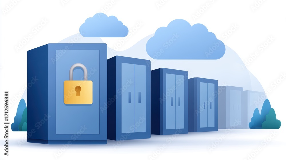 Poster secure server infrastructure, protecting data with advanced locking mechanisms in modern centers