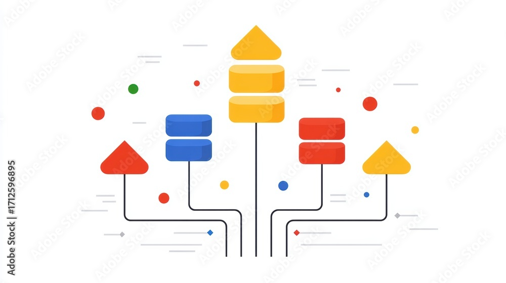 Poster colorful diagram, a visual representation of data with shapes and colors for effective communication