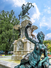 Leopoldsbrunnen am Haus der Musik, Innsbruck, Tirol, Österreich, Europa