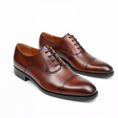 Pair of leather dress shoes isolated on pure white background