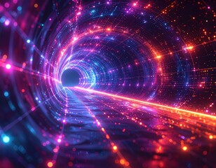 Obraz premium Abstract tunnel of neon lights