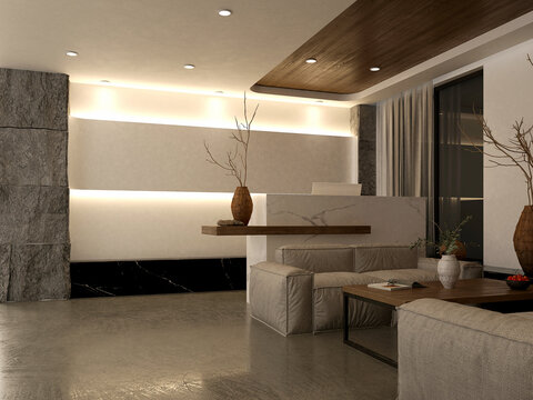 3d render of modern living room interior
