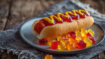 plate of hot dogs wrapped in bacon and served with ketchup and mustard