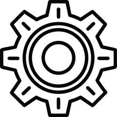 Isolated on a white background, a metallic vector gear icon, symbolizing industry and technology, is depicted as a mechanical cogwheel illustration