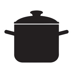 Obraz premium Simple Black Cooking Pot Illustration with Lid and Handles for Culinary Concepts and Restaurant Graphics Design Element