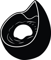 Vector illustration of an egg with a spoon and a black and white animal head silhouette