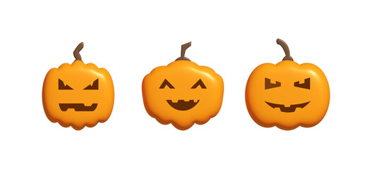Halloween Jack-o'-Lantern PNG Set on Transparent Background Cartoon Pumpkin Faces with Funny, Scary, and Mischievous Expressions Festive Halloween Icons for Seasonal Graphics and Digital Decor
