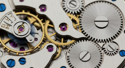 Watch Mechanism Macro View for Timekeeping Concepts, Precision Engineering, Gear Systems Designs, Technical Education, and Fine Clockwork Articles