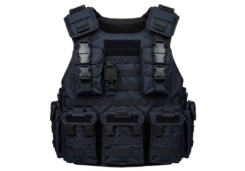 Isolated tactical bulletproof vest used by law enforcement, military, special operations unit