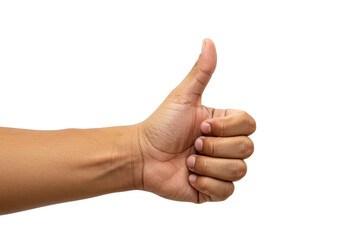 Isolated Human Hand Giving a Thumbs Up Gesture on Seamless Surface, Sign of Approval