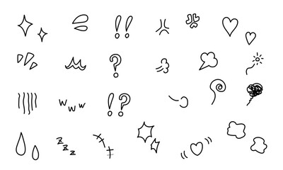 感情を表す記号セット_モノクロ