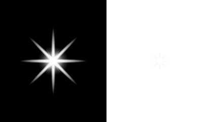 White Spark Starburst Light Glow Effect on Transparent and Black Background for Graphic Design