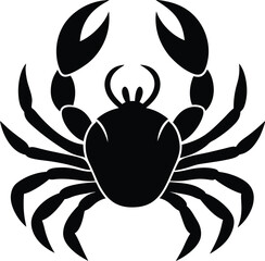 Black spider crab silhouette vector icon on a white background