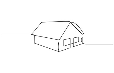 Continuous one line drawing of House icon vector illustration. Editable outline