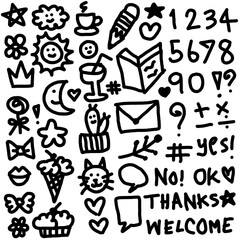 Cute element cartoon doodle hand drawn isolated